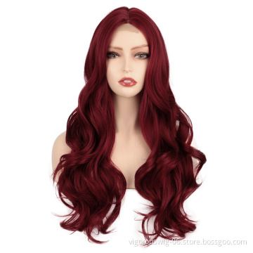 drop shipping cheap vast women brown heat resistant synthetic curly wig with lace front